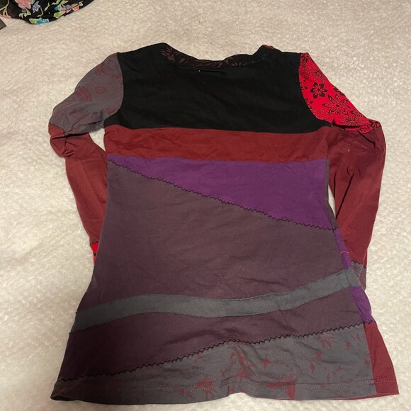 Greater Good NetWork TM Women's Multicolor Quilted Long Sleeve Top 100%Cotton M - Picture 2 of 4